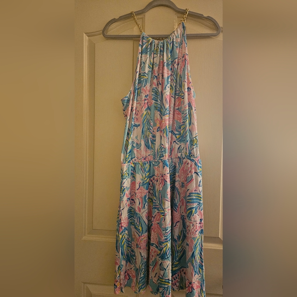 Lilly Pulitzer Tropical Pink and Blue High Low Dress